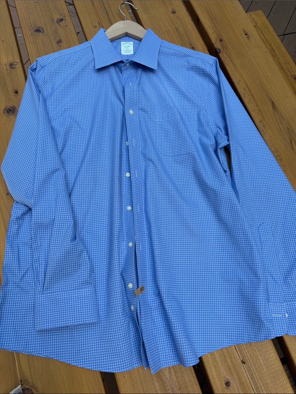Brooks Brothers Light Blue Micro-Check Dress Shirt